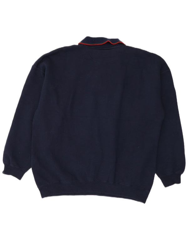 VINTAGE Pulover cu gât polo pentru bărbați, XL, bleumarin, acrilic colorat