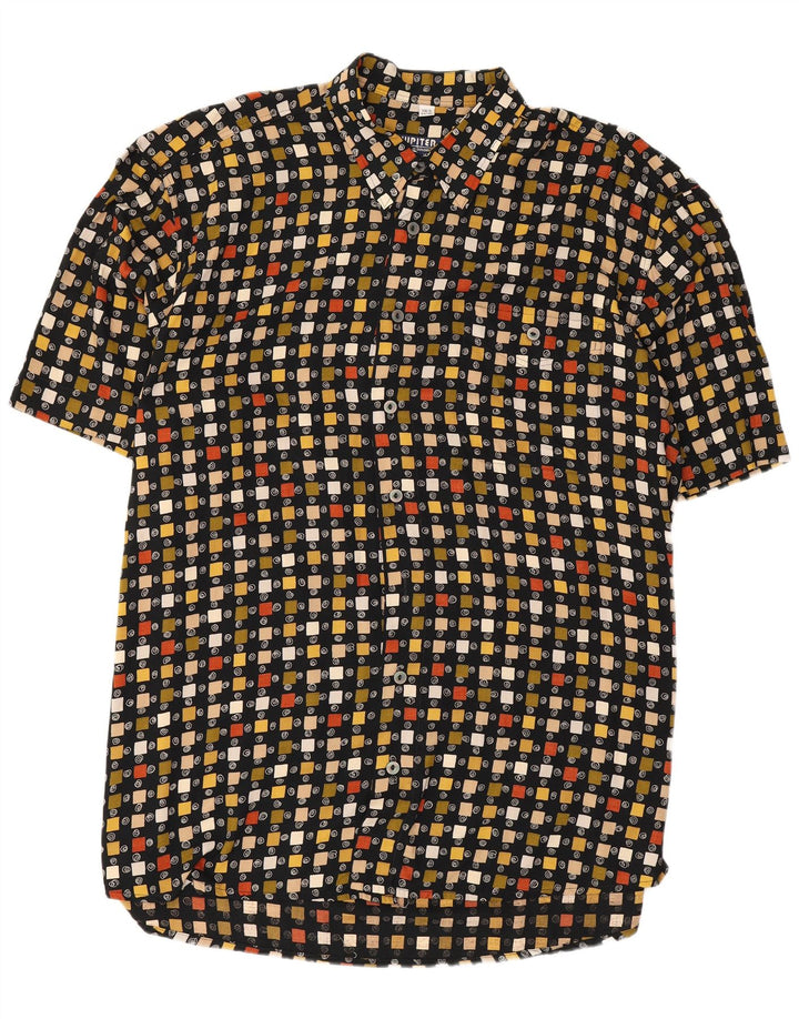 Cămașă cu mânecă scurtă pentru bărbați Jupiter Mărimea 44 XL Negru Geometric