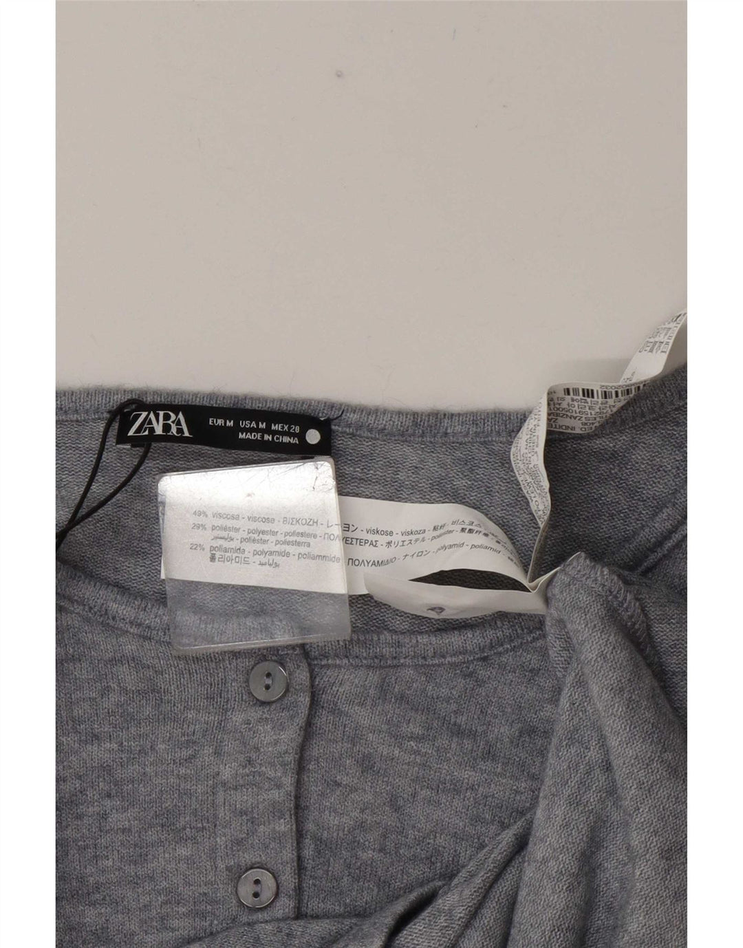 Crop Top pentru femei Zara UK 14 Medium Gri Viscose
