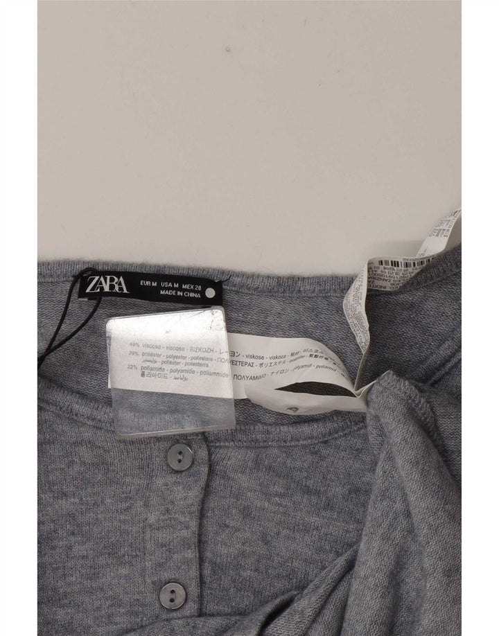 Crop Top pentru femei Zara UK 14 Medium Gri Viscose