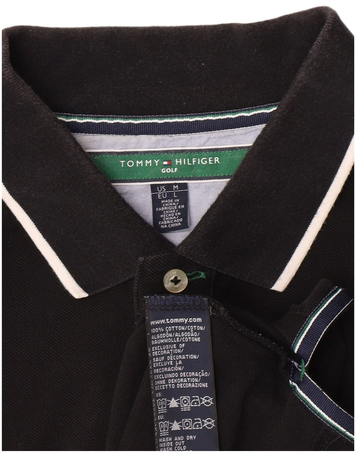 Tricou polo Tommy Hilfiger pentru bărbați, bumbac negru mediu clasic