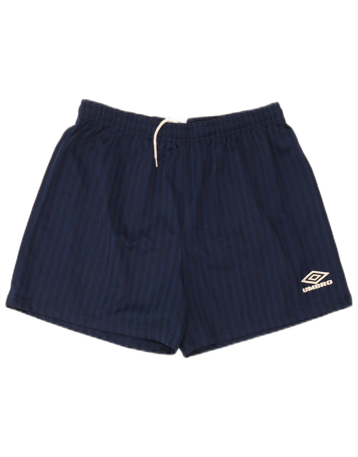 Pantaloni scurți sport Umbro pentru bărbați, poliester cu dungi, albastru marin mediu