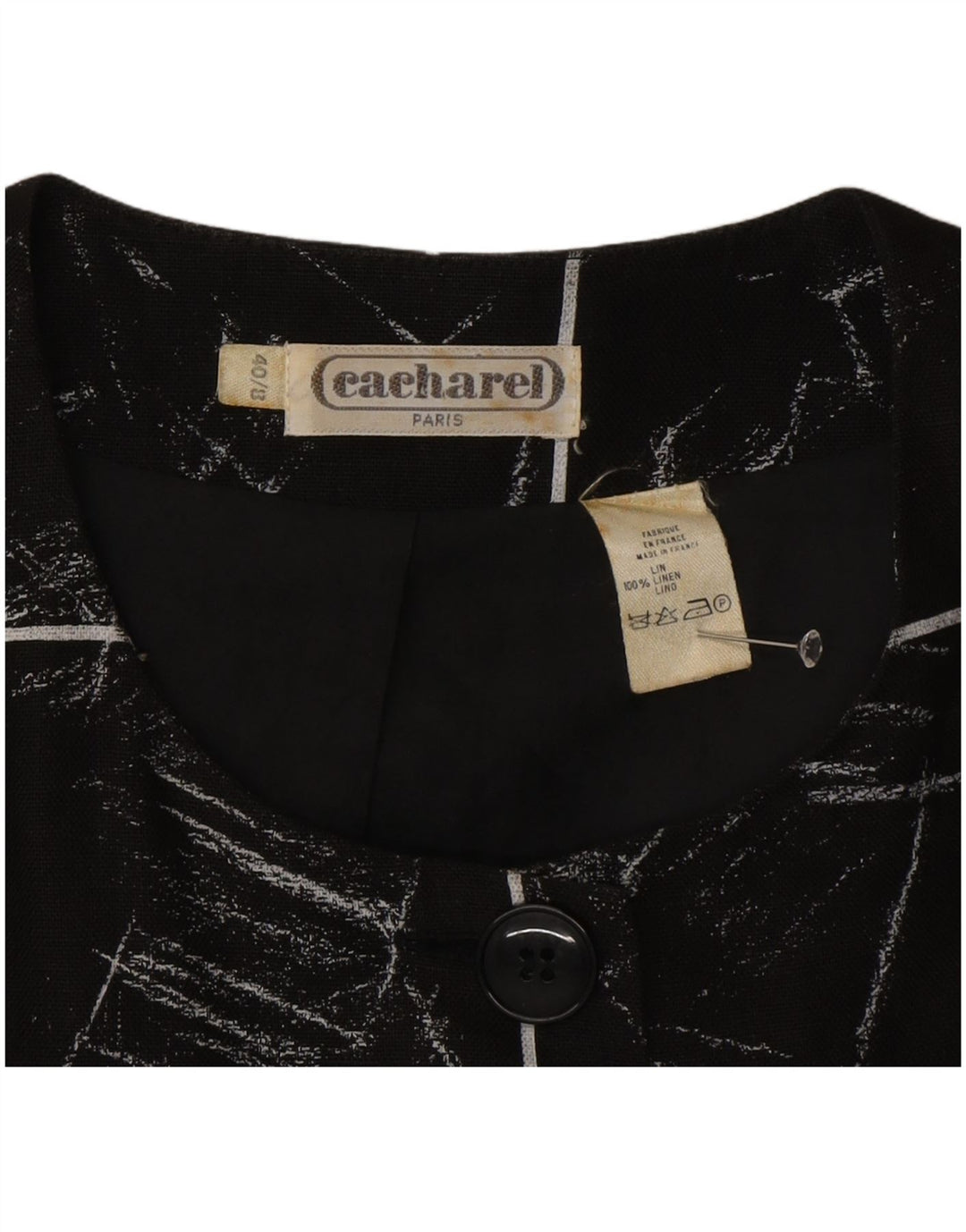 Jachetă Blazer pentru femei Cacharel, cu model abstract, UK 8, mic, negru