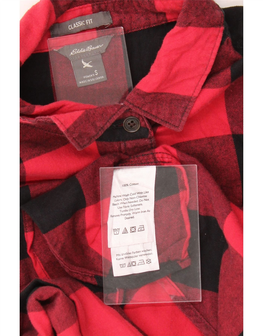 EDDIE BAUER Womens Oversized Flannel Shirt UK 10 Small Red Colourblock Vintage Eddie Bauer and Second-Hand Eddie Bauer from Messina Hembry 
