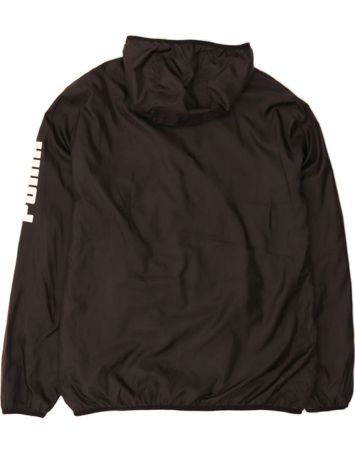 PUMA Mens Graphic Hooded Rain Jacket UK 42 XL Black Polyester Vintage Puma and Second-Hand Puma from Messina Hembry 