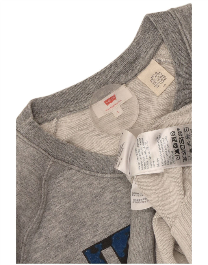 Pulover pentru damă LEVI'S Crop Graphic Pulover UK 16 mare, gri cu pete
