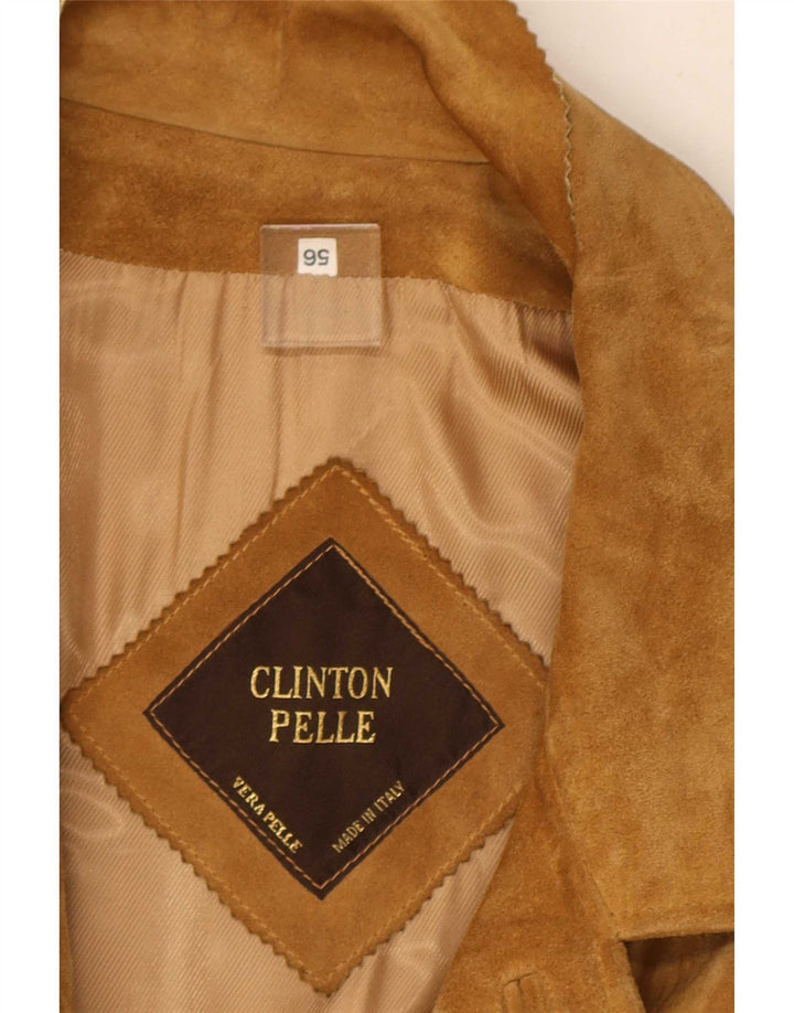 Jachetă vintage pentru bărbați din piele intoarsa cu 4 nasturi IT 56 3XL Bej