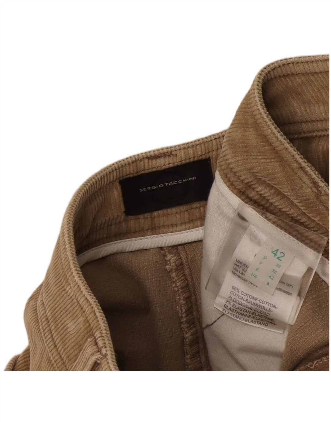 Sergio Tacchini Pantaloni Bootcut pentru femei din velur IT 42 Medium W32 L26 Bej