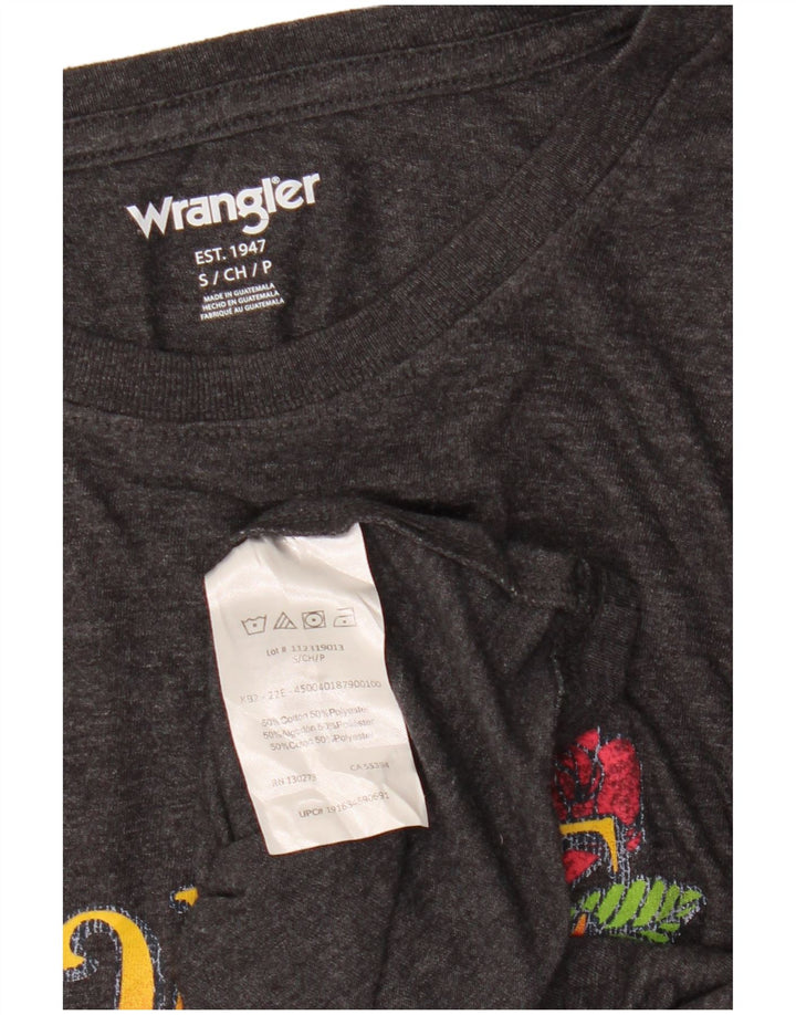 WRANGLER Crop Graphic Top pentru femei cu mânecă lungă UK 10 Small Gri Floral