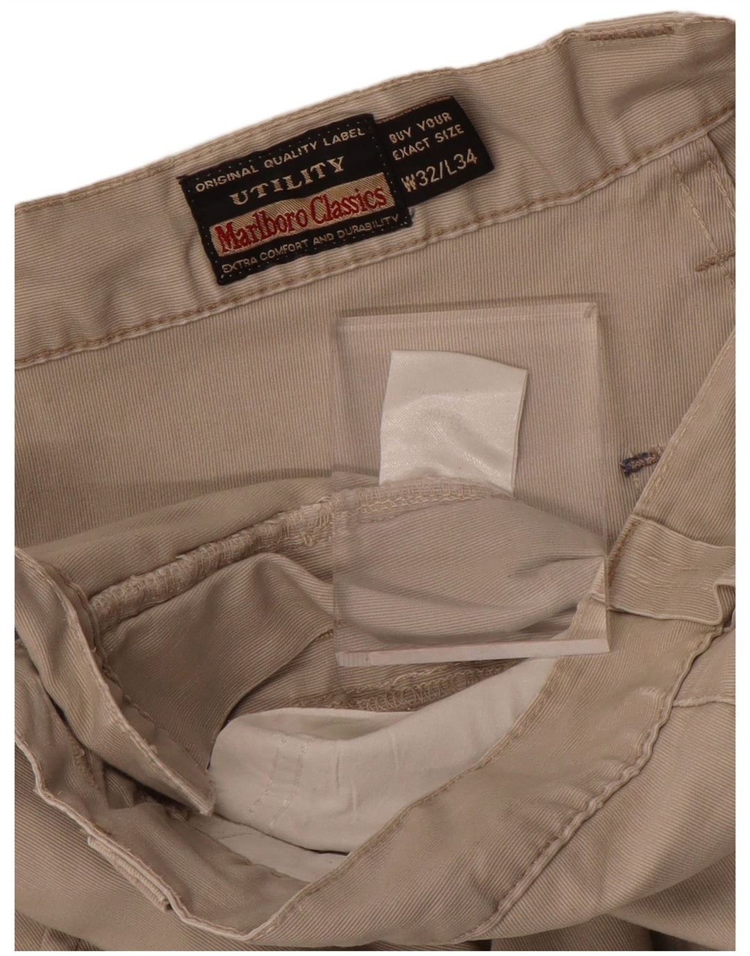 MARLBORO CLASSICS Pantaloni casual drepti pentru bărbați L32 L34 bumbac bej