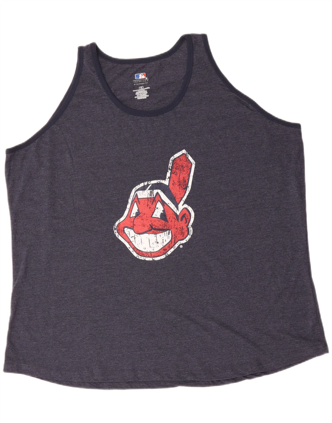 GENUINE MERCHANDISE Mens Graphic Vest Top XL Navy Blue Cotton Vintage Genuine Merchandise and Second-Hand Genuine Merchandise from Messina Hembry 