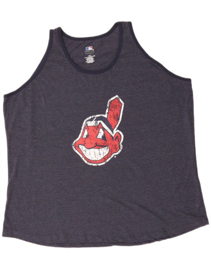 GENUINE MERCHANDISE Mens Graphic Vest Top XL Navy Blue Cotton Vintage Genuine Merchandise and Second-Hand Genuine Merchandise from Messina Hembry 