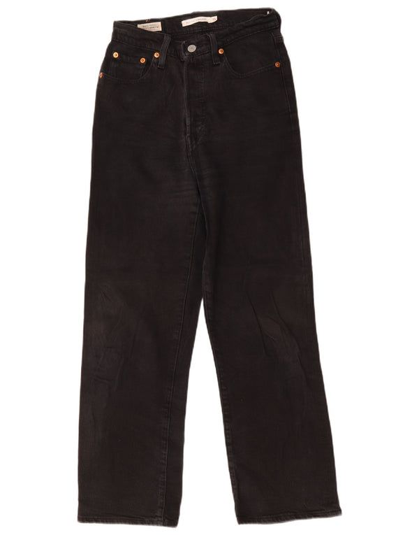 Blugi drepti pentru femei Ribcage Levi's cu talie înaltă L25 L27 negri