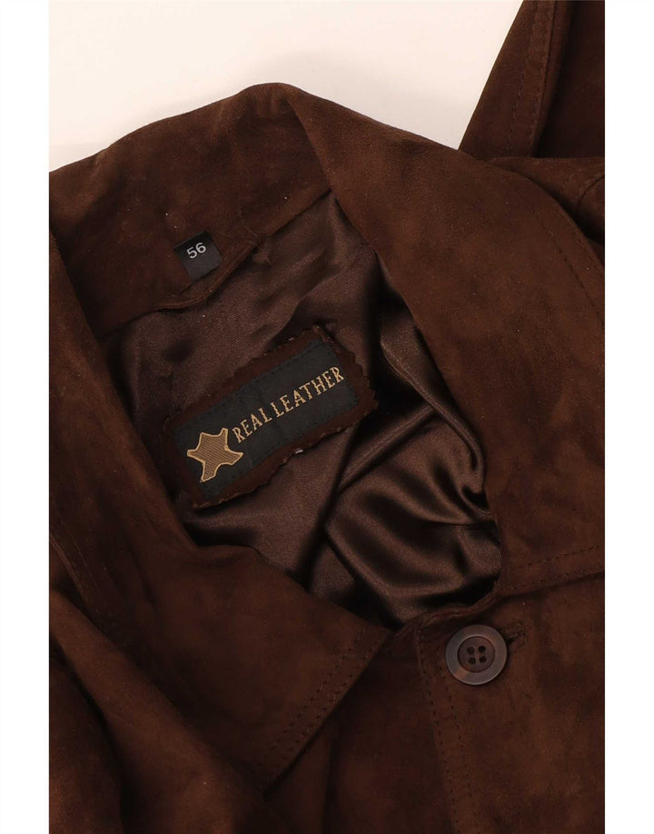 Jachetă vintage pentru bărbați din piele intoarsa IT 56 2XL din piele maro