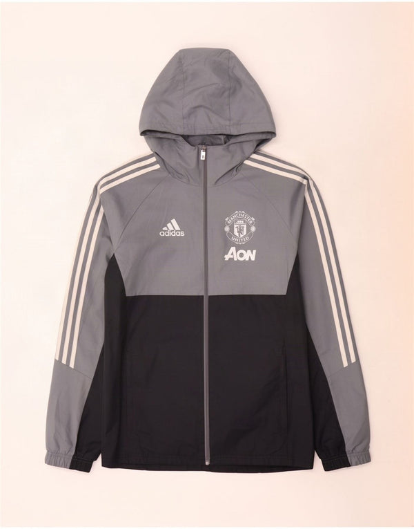 Jachetă de top pentru trening grafic Manchester United Adidas pentru bărbați, gri mică