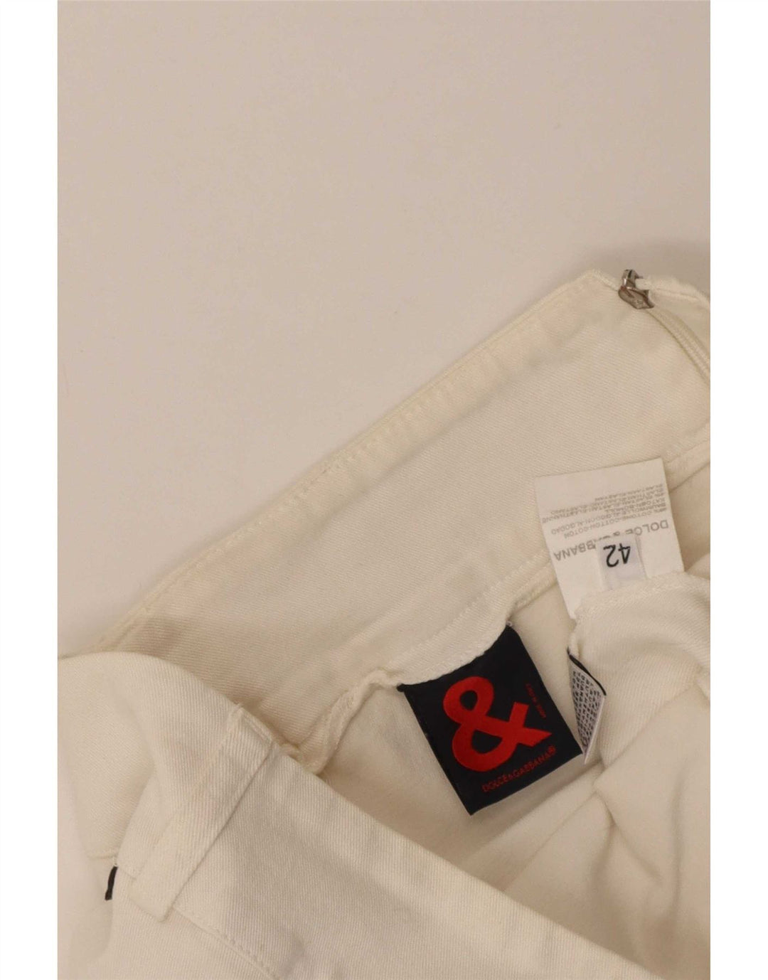 Fusta dreaptă pentru femei Dolce & Gabbana IT 42 Medium W30 Bumbac alb