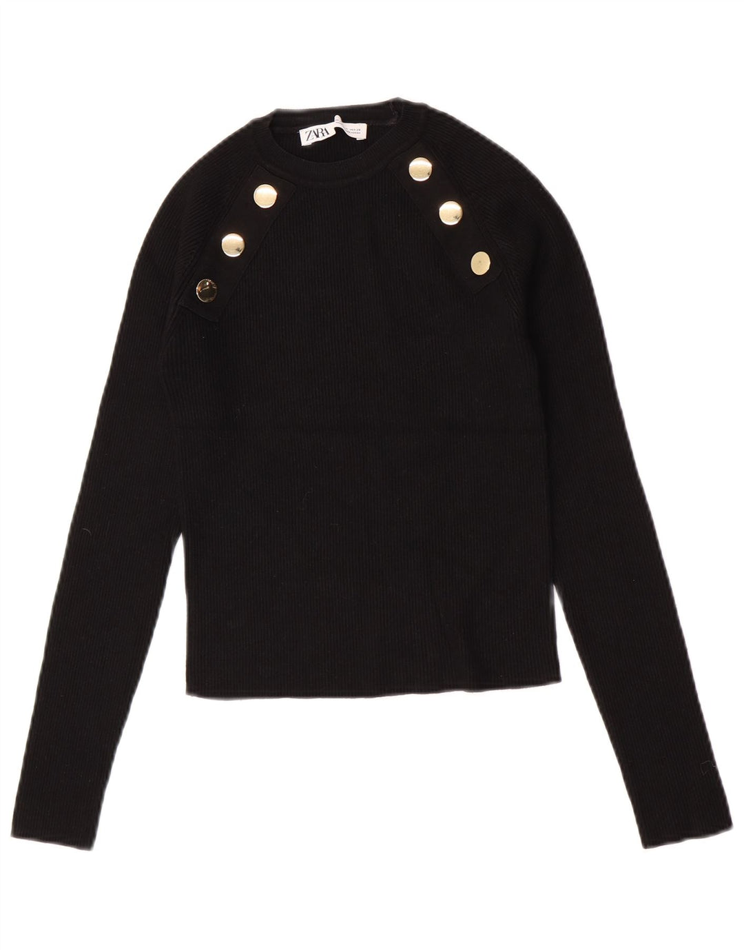 Crop Top pentru femei Zara cu mânecă lungă UK 12 Medium Negru