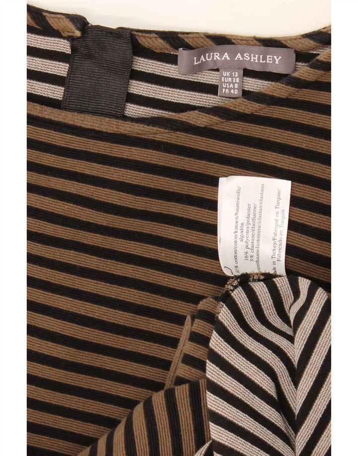 LAURA ASHLEY Rochie schimbătoare pentru femei cu mâneci 3/4 UK 12 Medium Bej cu dungi