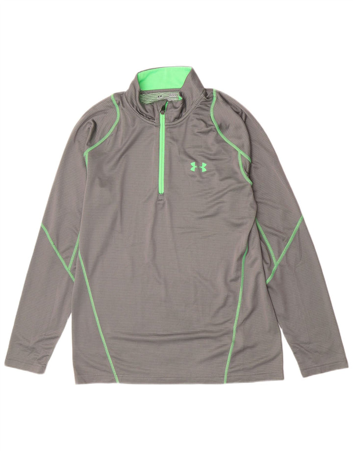 Under Armour pentru bărbați, cu fermoar, cu gât, cu mânecă lungă, mare, gri, poliester, sport