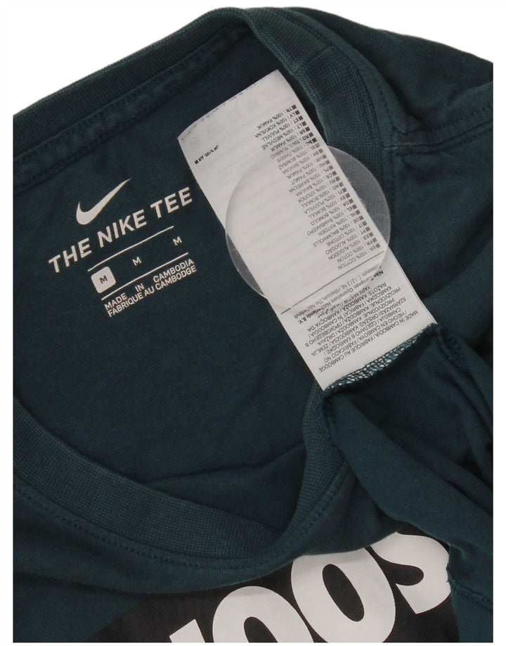 Tricou cu grafic Swoosh Nike pentru bărbați Top din bumbac albastru mediu
