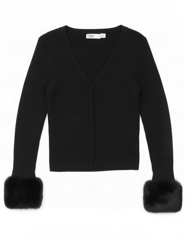 Pulover cardigan pentru femei Zara UK 12 Medium Negru
