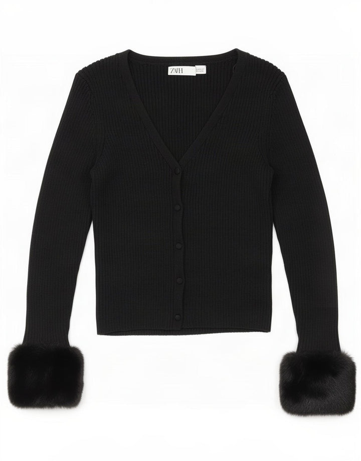 Pulover cardigan pentru femei Zara UK 12 Medium Negru