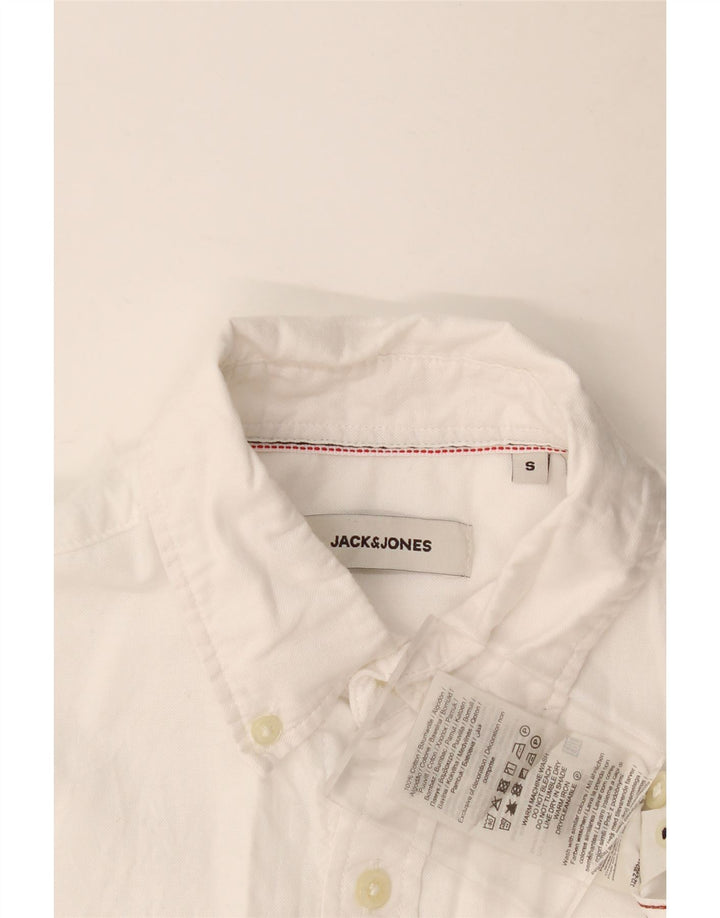 Cămașă cu mânecă scurtă pentru bărbați JACK & JONES, bumbac alb mic