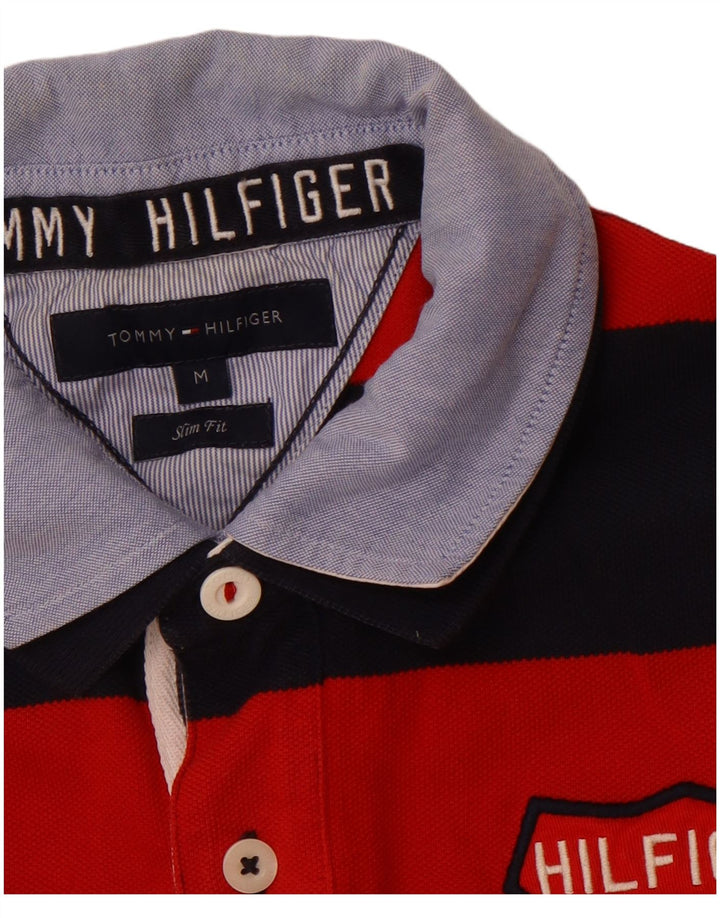 Tricou polo TOMMY HILFIGER pentru bărbați, slim, cu grafic rugby, cu dungi roșii medii
