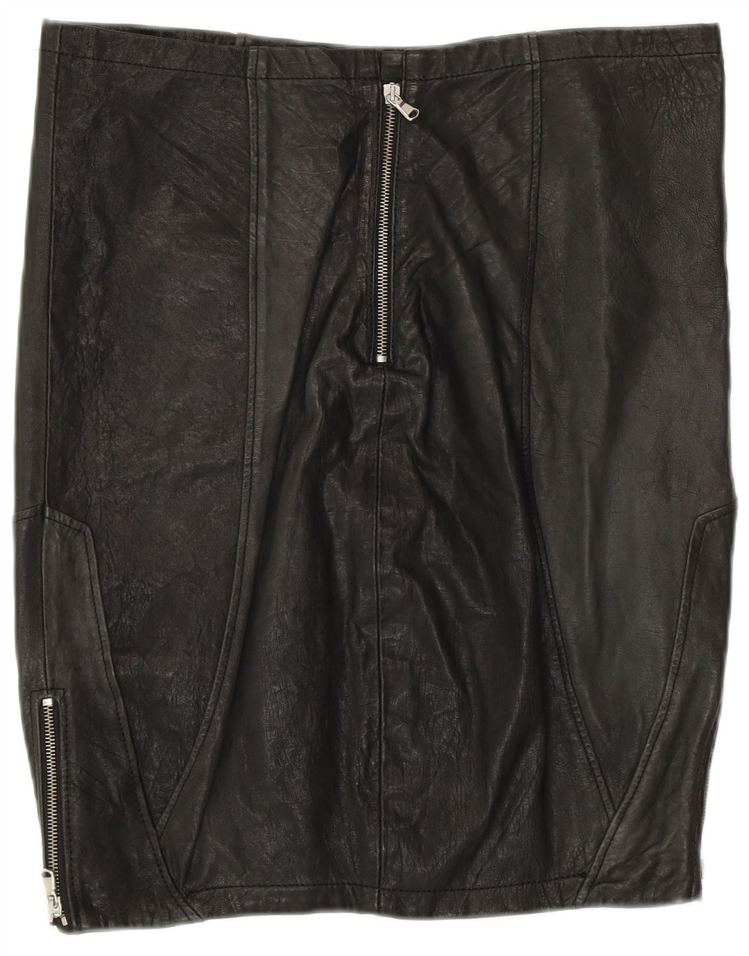 Fusta din piele pentru femei VINTAGE UK 12 Medium W30 Piele neagră mozaică