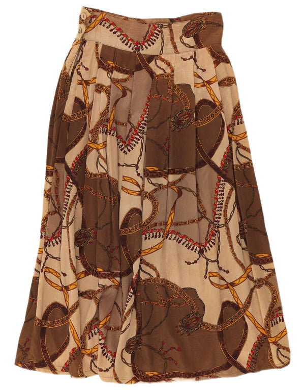 Fusta evazată pentru femei Vintage IT 44 Medium W28 Maro Viscoză Geometrică