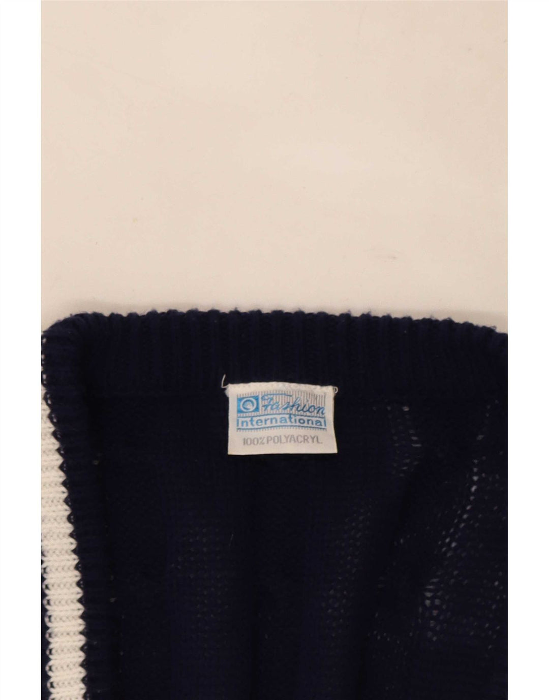Pulover Cardigan Vintage pentru bărbați IT 48/50 Mediu Bleumarin Poliester cu dungi