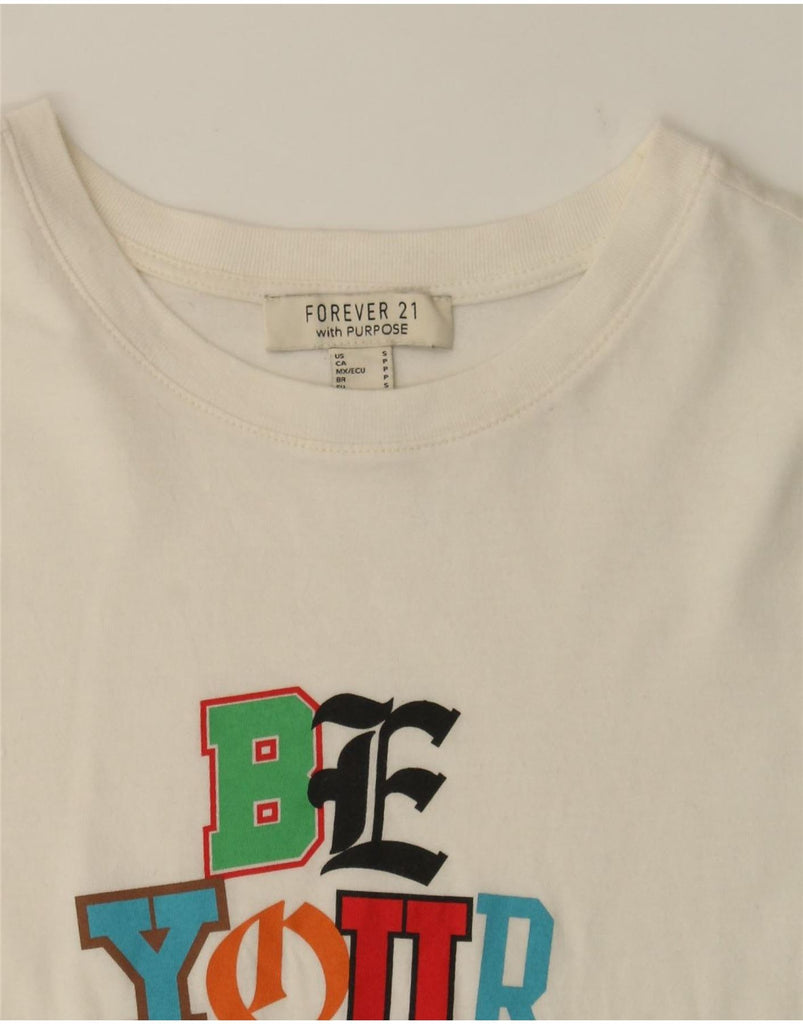 FOREVER 21 Womens Graphic T-Shirt Top UK 10 Small Off White Vintage Forever 21 and Second-Hand Forever 21 from Messina Hembry 