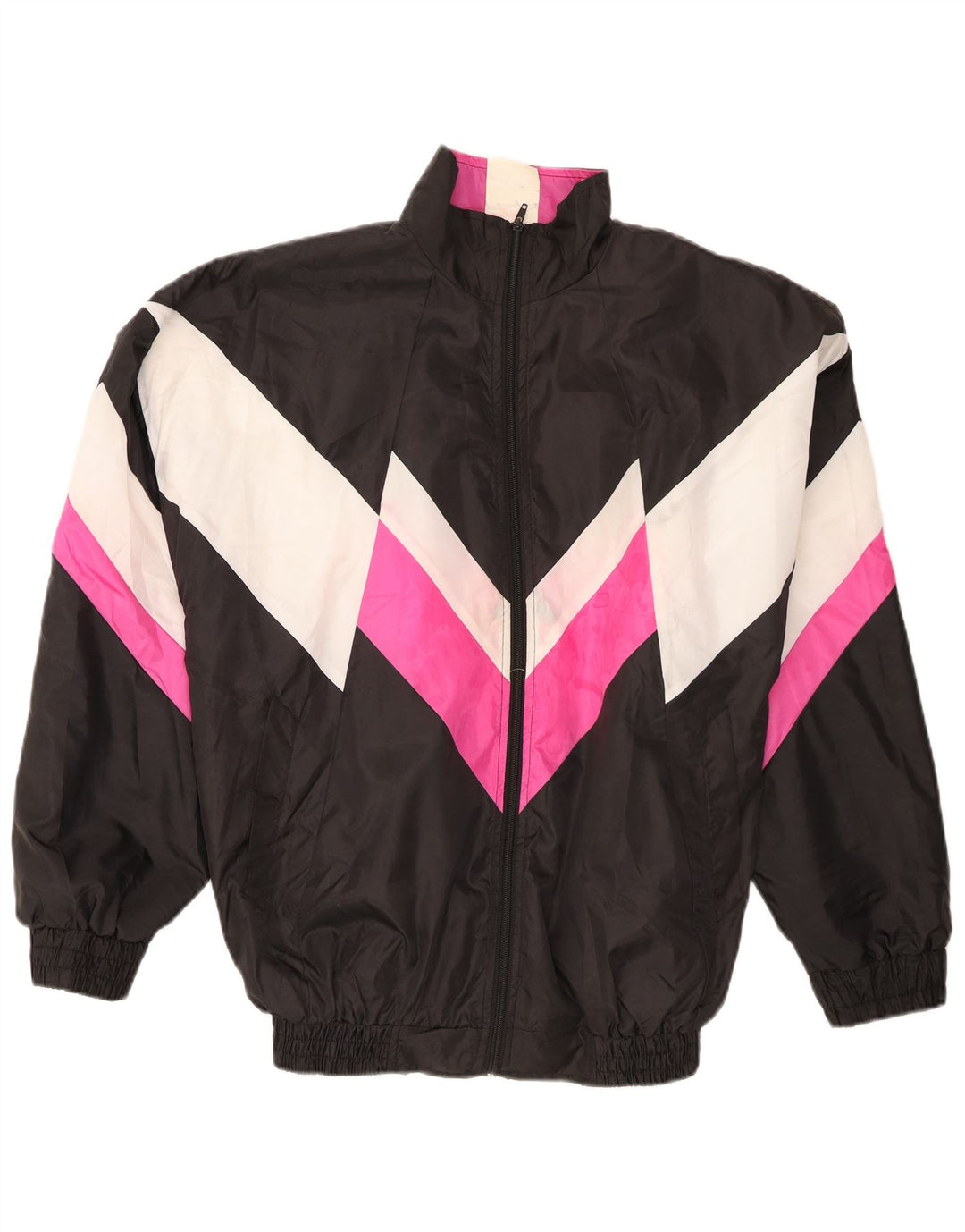 Jachetă de trening pentru bărbați vintage, XL, negru, poliester color bloc