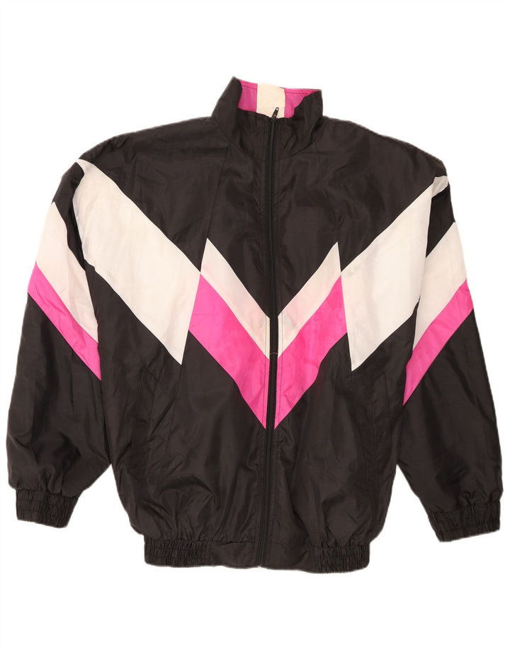 Jachetă de trening pentru bărbați vintage, XL, negru, poliester color bloc