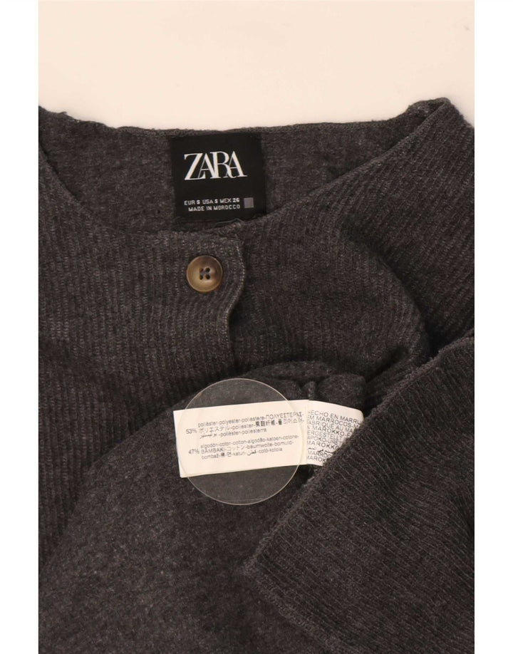 Pulover cardigan supradimensionat pentru femei Zara UK 10, poliester, gri mic