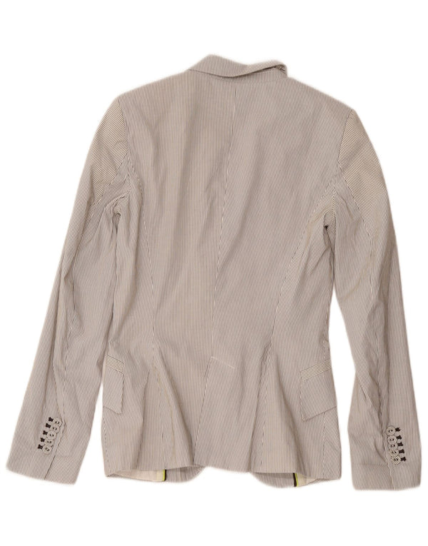 Jachetă Blazer pentru femei Zara cu 1 nasture UK 4 XS Poliester alb cu dungi