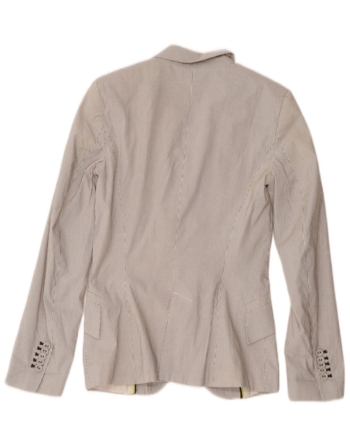 Jachetă Blazer pentru femei Zara cu 1 nasture UK 4 XS Poliester alb cu dungi