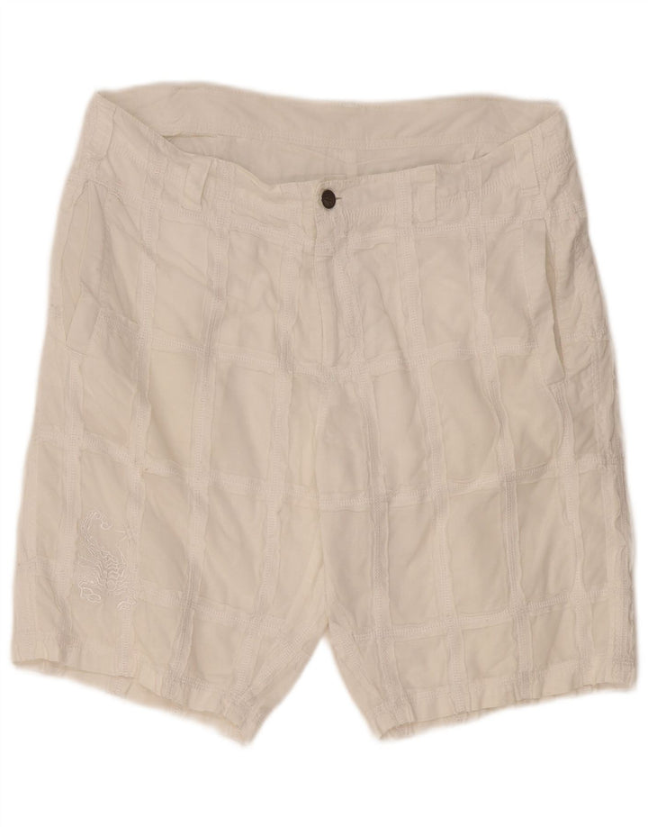 Pantaloni scurți chino grafic pentru bărbați Scorpion Bay W33, bumbac cu carouri alb mediu