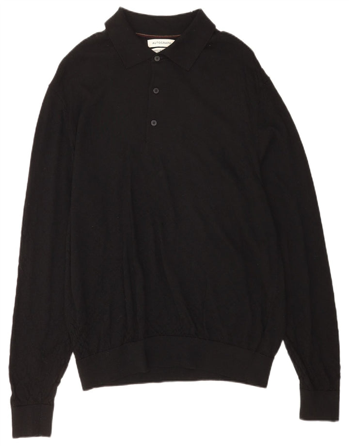 Pulover pentru bărbați Marks & Spencer, cu autograf, cu gât polo, XL, negru