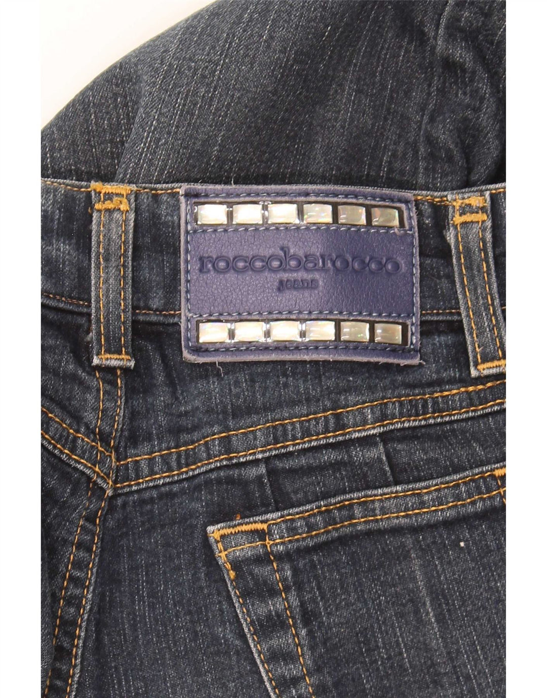 Blugi drepti pentru femei Roccobarocco L28 L29 Bumbac bleumarin
