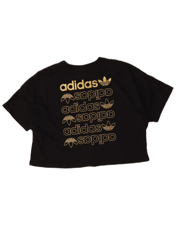 Tricou cu grafic supradimensionat pentru femei Adidas UK 8 mic bumbac negru