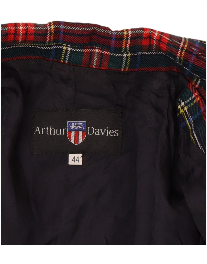 Jachetă Blazer Vintage Femei cu 3 nasturi IT 44 Medium Bluemarin Plaid Classic