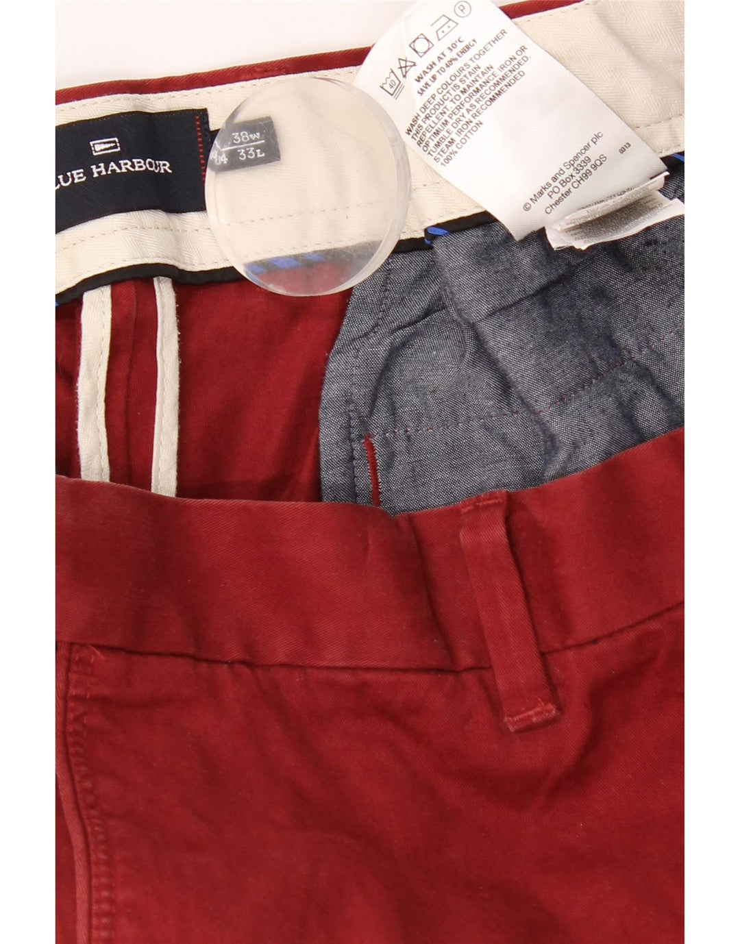 Marks & Spencer Pantaloni Chino Drepți Blue Harbour pentru bărbați L38 L33 Roșu