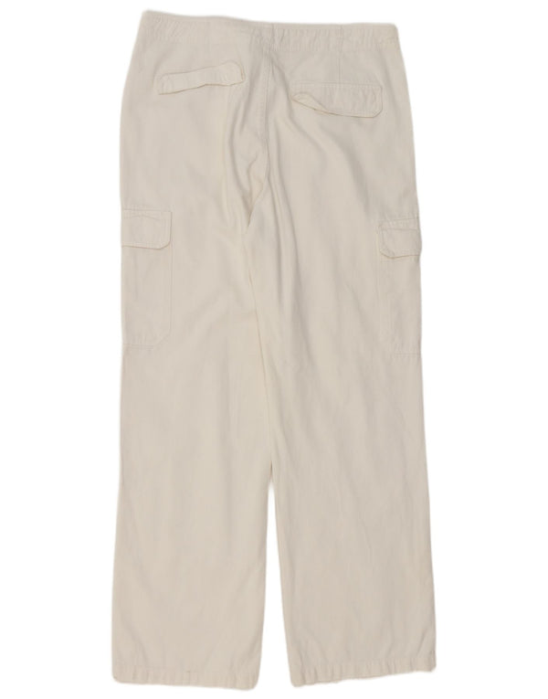Pantaloni cargo drepti pentru femei Zara EU 42 Large W32 L32 Alb