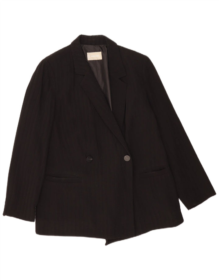 Everlane Jachetă Blazer pentru femei la dublu piept US 12, mare, neagră, cu dungi
