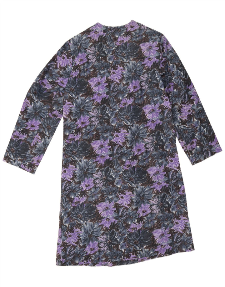 Pardesiu vintage pentru femei UK 14 Medium Purple Floral Poliamidă