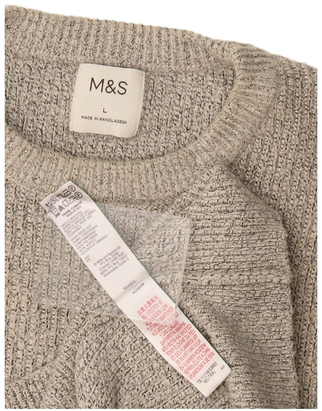Pulover pentru bărbați Marks & Spencer, cu gât roșu, mare, gri din poliamidă