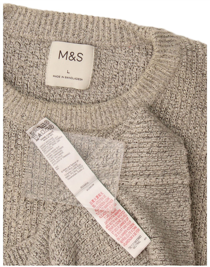 Pulover pentru bărbați Marks & Spencer, cu gât roșu, mare, gri din poliamidă