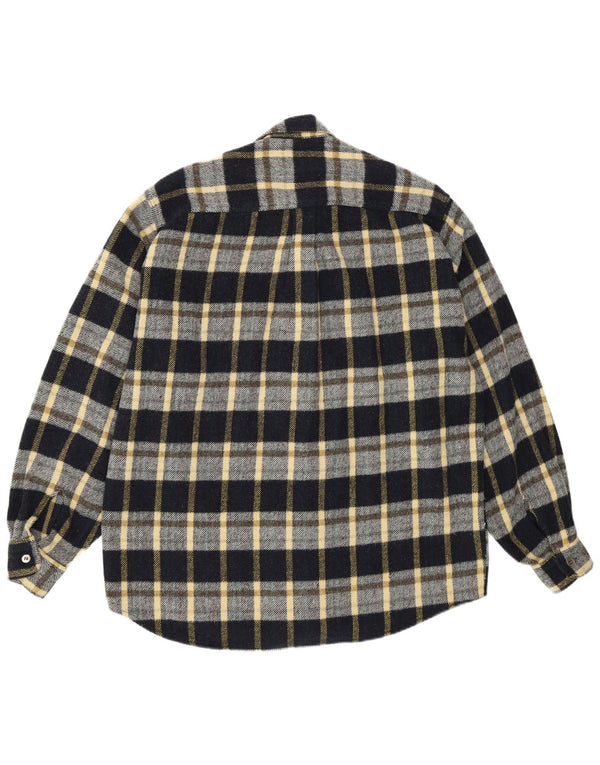 Cămașă de flanel vintage pentru bărbați, cu carouri mari, negru