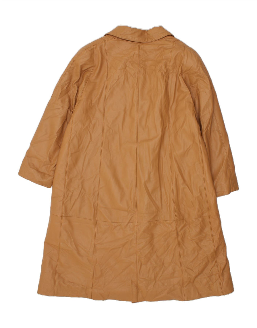 VINTAGE Womens Leather Coat UK 14 Large Beige Vintage Vintage and Second-Hand Vintage from Messina Hembry 